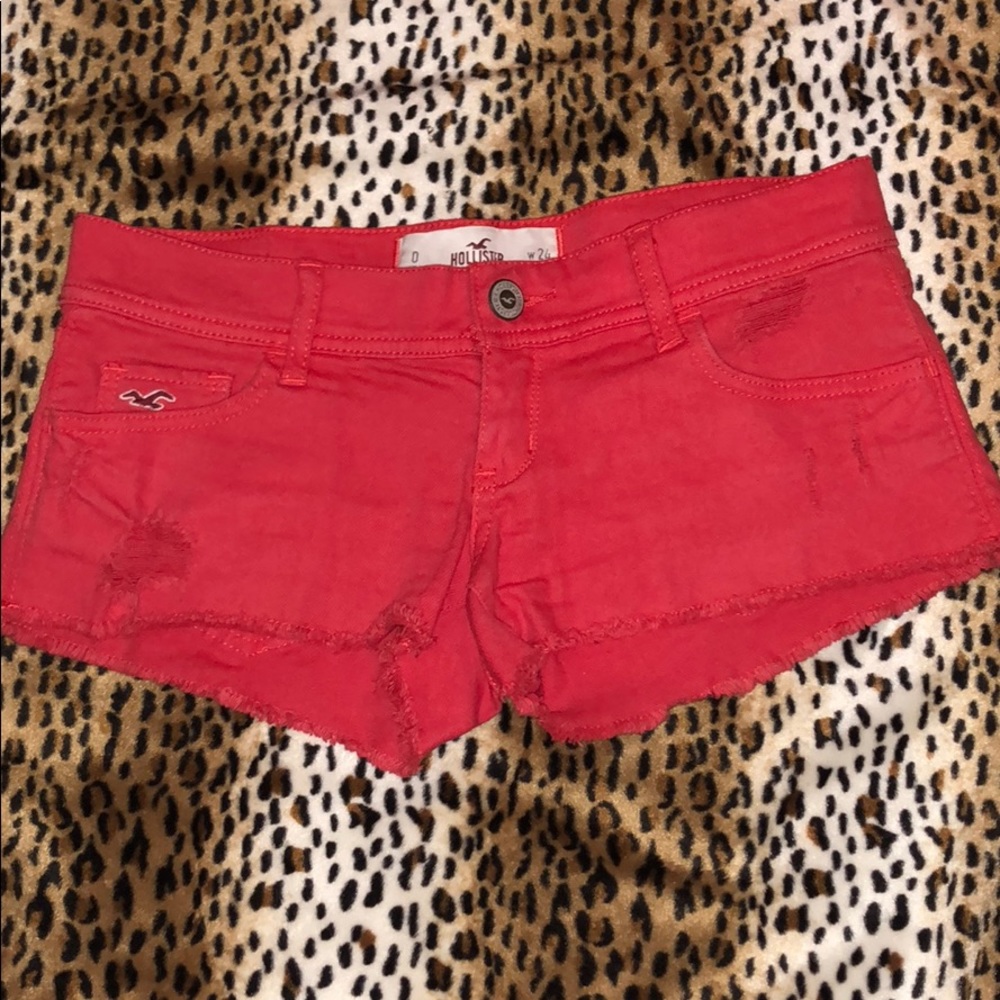 Hollister denim shorts red sz 24 0